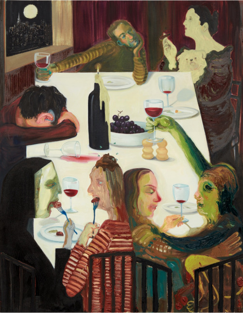 alaspoorwallace:Nicole Eisenman (American, born 1965), Dinner Party, 2009. Oil on canvas, 142 x 112 