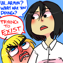 armins-mom:   &ldquo;NOT EVERYONE CAN BE AN ~*ACKERMAN*~, MIKASA.”  still buttmad over that damn cover 