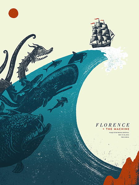 Florence + The Machine gig poster by Andrew Saeger