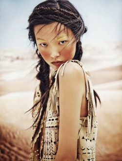 Stormtrooperfashion:  Tian Yi In “Bohemian Deluxe” By Jem Mitchell For Vogue