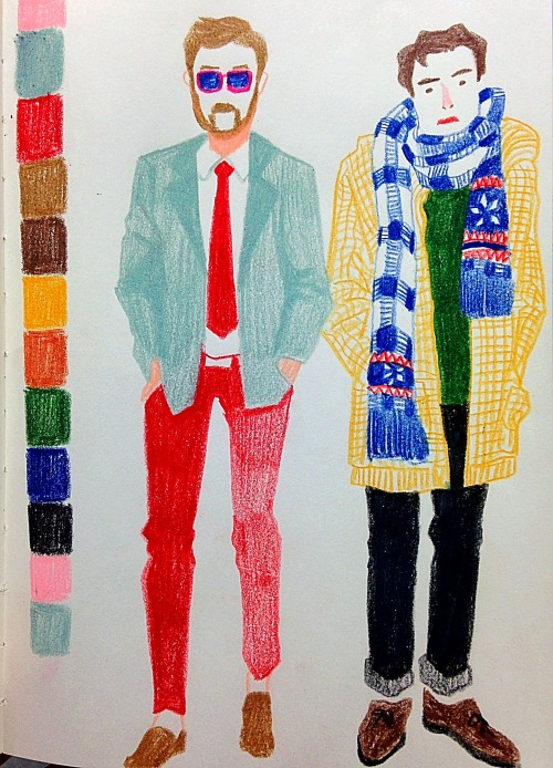 Street fashion people drawing with colorpencil illustrated by Zipcy 