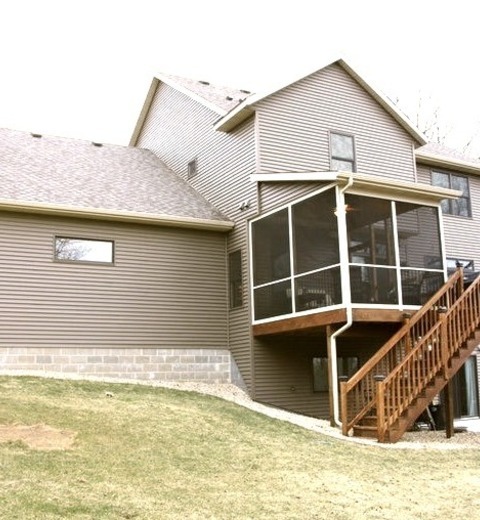 Craftsman Exterior MinneapolisLarge Gray Two-story Vinyl Arts And Crafts Home Exterior Image