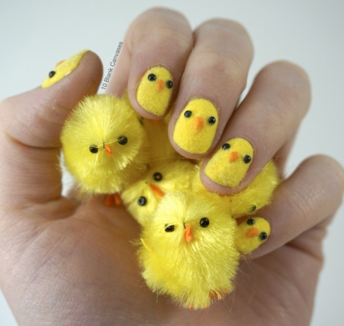 Happy Easter! Here are some fuzzy chick nails to help celebratehttp://www.10blankcanvases.com/2016/0
