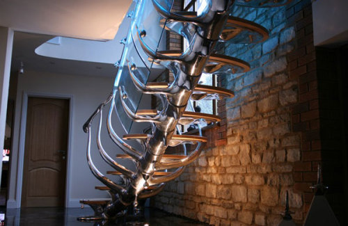 designed-for-life:  Sculptural Staircase by Philip Watts Design This sculptural staircase features glass and timber details and was a bespoke design for a private residential interior in North Hampton. The breath-taking design takes the form of a backbone