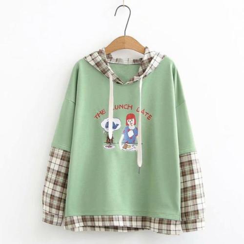 Cartoon Embroidery Plaid Hoodie starts at $34.90 ✨✨How about this one? Do you like it? ❤️
