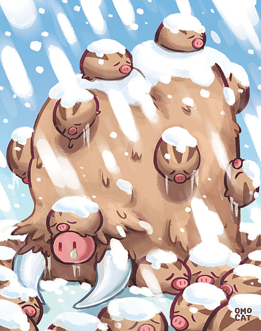 omocat:  piloswine for ice pokezine, sequel to ghost pokezine =w=“ 