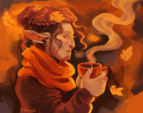 blueberrychill: Autumn Cad! Sipping some spiced tea and being cosy in his garden &lt;3 Keep read