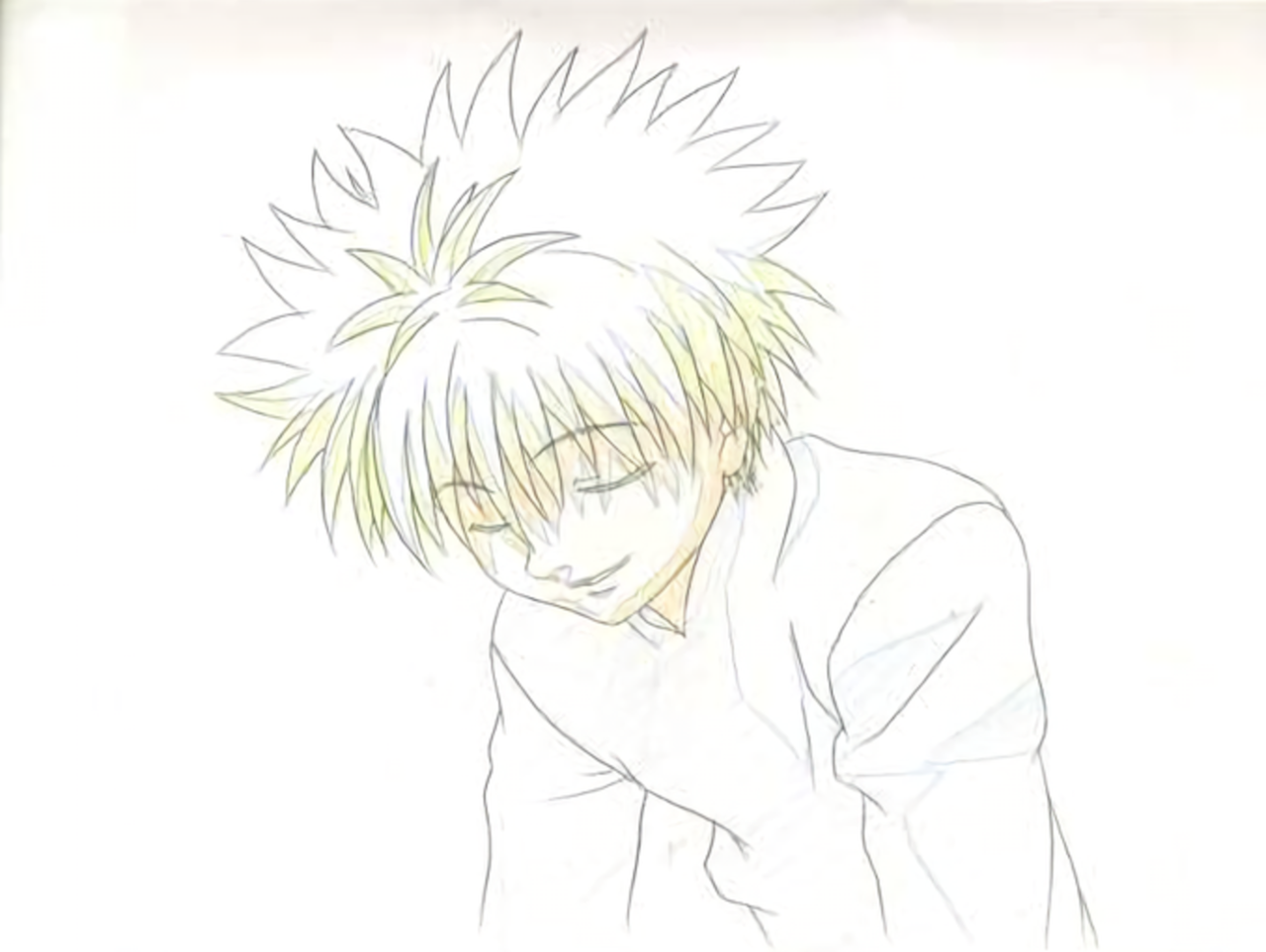 Hunter x Hunter Killua Zoldyck Production Cel A2, Douga, Painted Background  Nippon Animation, c. 1999-2001. Total 2 Original Art by Nippon Animation  on artnet