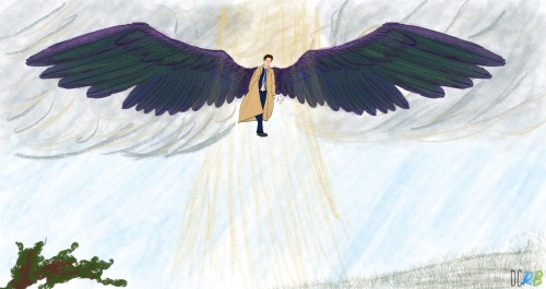 I drew this piece of Cas for the DCRB, I really absolutely got the idea of Cas descending from heave