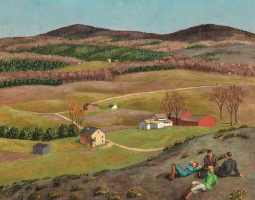 Reading from Robert Frost (c.1925). Molly Luce (American, 1896-1986). Oil on canvas.Luce was de