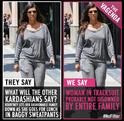 relyonloveonceinawhile:  whatmariadidnext:  two4fit:  TABLOID HEADLINES WITHOUT THE SEXISM  “WOMAN IN TRACKSUIT PROBABLY NOT DISOWNED BY ENTIRE FAMILY”  “It’s mildly breezy outside.” 