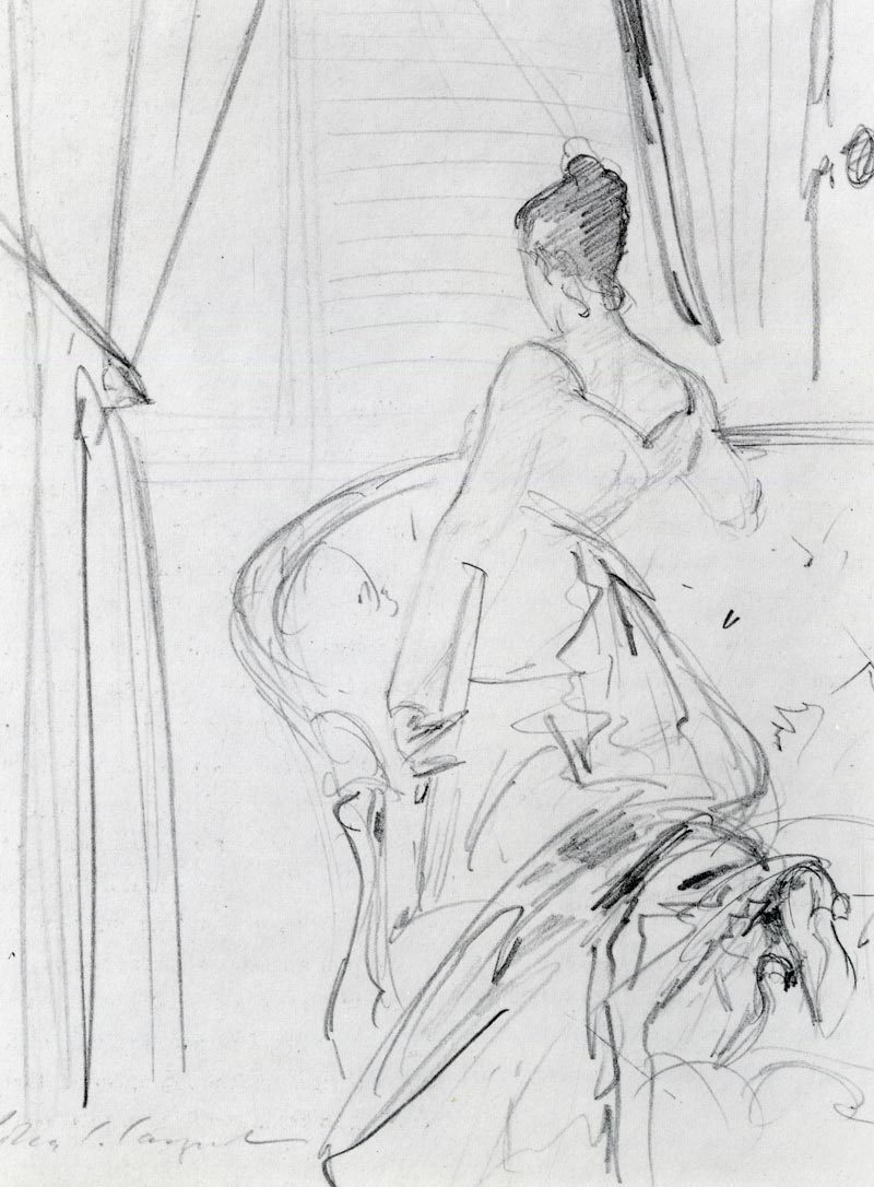 Study for Madame X, 1882, John Singer Sargent
Size: 21x29.2 cm