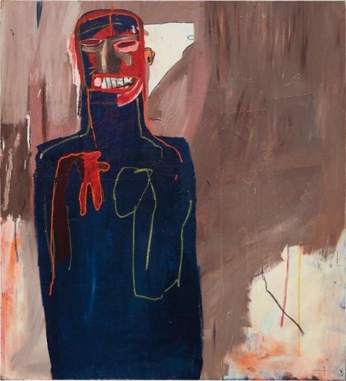 immafuster:Jean-Michel Basquiat - Untitled, c.1984. Acrylic and paper on canvas, 66 x 60 in. (167.6 