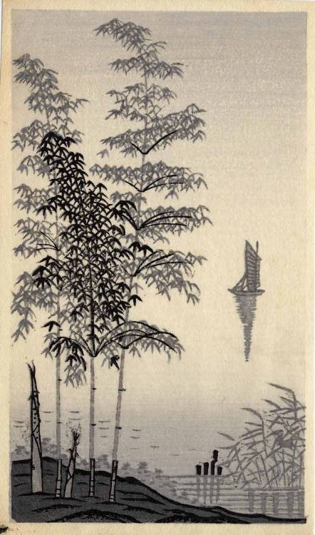 Bamboo and Sailboat By: Imoto Tekiho Circa 1930;s