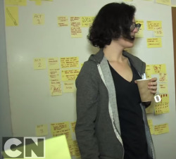 kasukasukasumisty:  Some impossible to decipher outlines on the wall!   - OPEN -SAME- Steven reading (not going to read into it saying the opening is the &lsquo;same&rsquo;&hellip;)  - Can&rsquo;t read most of it but I can make out &ldquo;Garnet&rdquo;
