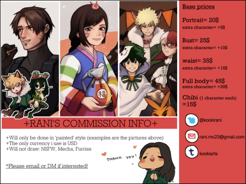 opening commissions so i can save for a decent laptop ;w;please pm or contact me for any questions o