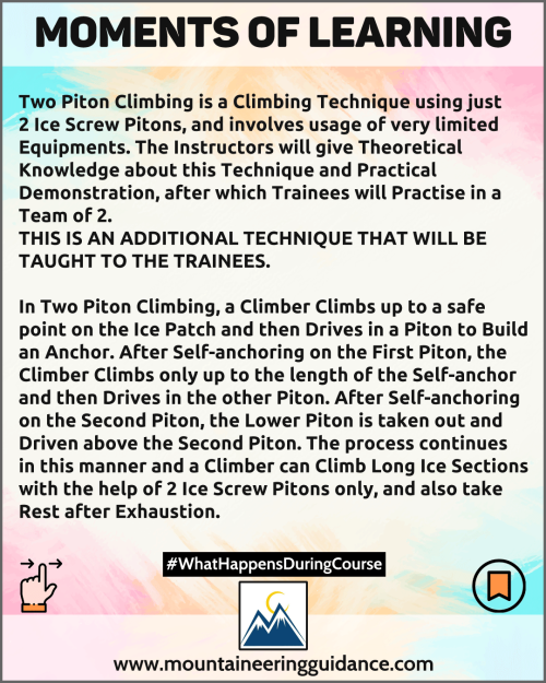 Moments of Learning - Two Piton Climbing in Ice Craft