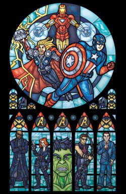 guywithtime2kill:  The Church Of The Sinister Six - Stained Glass-Style Comic Art 