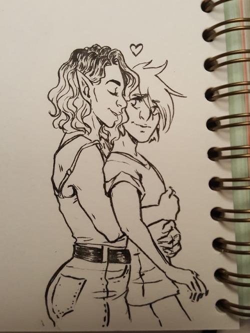 Kha (drow bard/paladin they/them) and Immith (half elf monk/cleric she/her) are PCs I played in diff