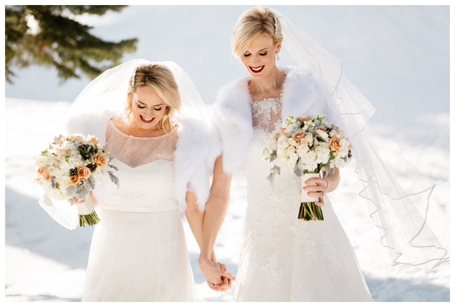 weddingsandlesbians: Megan &amp; MikaylaLake Tahoe winter wedding