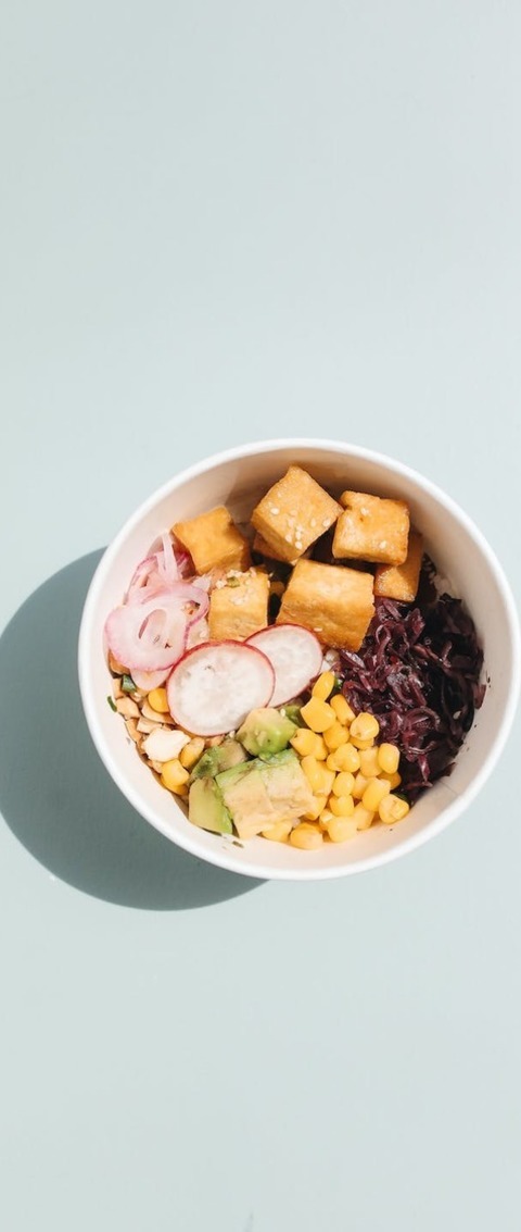 Tofu Poke Bowl With Avocado, Corn And Raddish Recipe