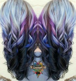 hairchalk:   Pastel purple black ombre hair