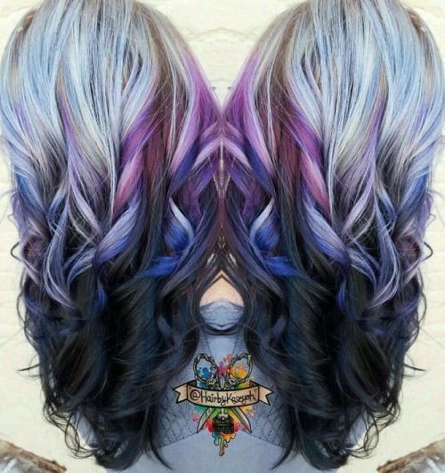 hairchalk:   Pastel purple black ombre hair adult photos