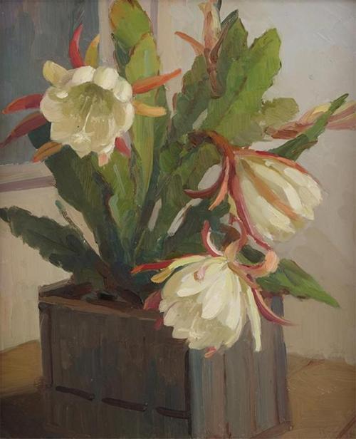 cactus-in-art:Ida G. Eise (New Zealand, 1894-1978) Cream cactus