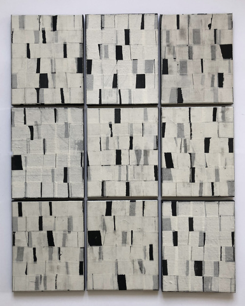 me-raabenstein:sea of impurityink, inkwash, acrylic and paper on canvas(9 parts) 92 x 75 cm, 2018mar
