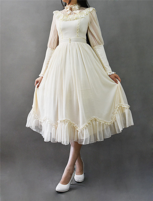  A Room with a View~ Vintage Court Style Lolita Long Sleeves OP Dress