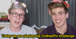thiswillbringuscloser:  Epic ClothesPin Challenge (ft. Joey Graceffa)