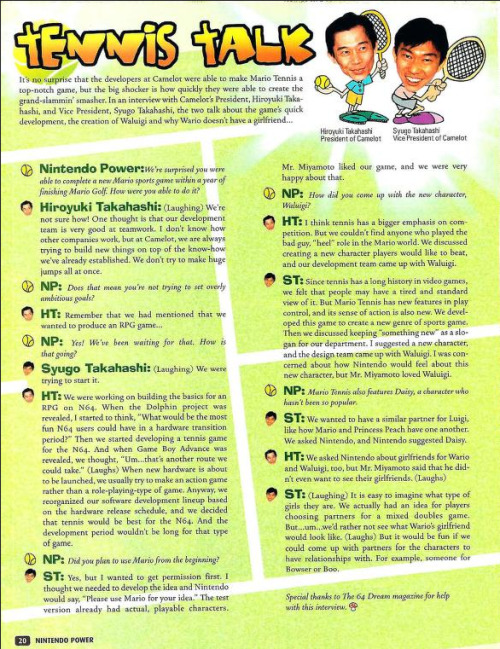 Nintendo power interview with the Presidents of Camelot. They discuss the creation of the game, deci