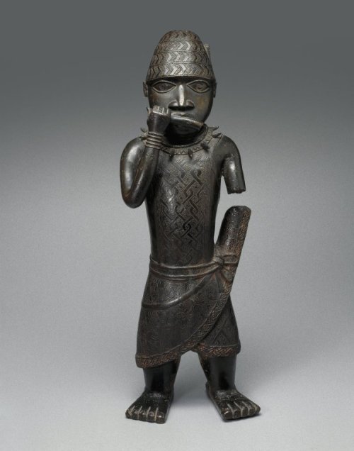 Edo. Figure of a Hornblower, ca. 1504-50. Copper alloy, 24 ½ x 8 ½ x 6 in. (62.2 x 21.