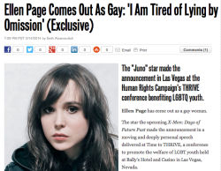fangirlling-over-tns:   Congrats to Ellen Page for coming out!  