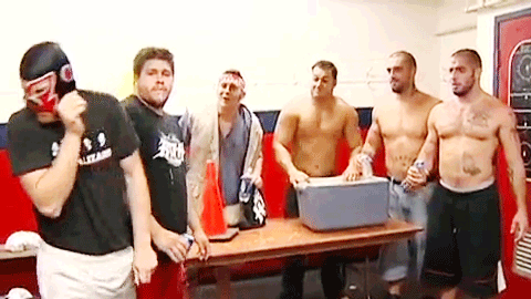 mith-gifs-wrestling:From spitting out beer to spitting out champagne!  🍻 🥂