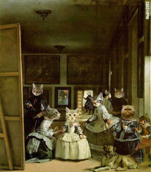 catsbeaversandducks: “Las Gatitas” (Painting by Meowego Velázquez - 1656)