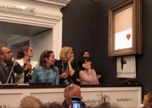 $1,300,000 Bansky artwork “self-destructed” right after it was sold at Sotheby’s a