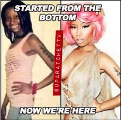 princejames3000:  suparatchettv:  Rapper Nicki Minaj before/ after pic.  Look at how the puppet used to look. There’s a whole bunch of surgery done