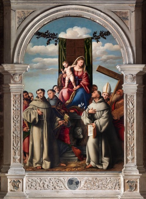 Virgin and Child with Saints, by Bernardino Licinio, Cappella dei Santi Francescani, Basilica di San