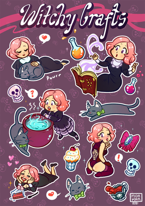 art-of-monkan: Cute cleric/witch doing random things! Just wanted to draw a made-up sticker sheet of