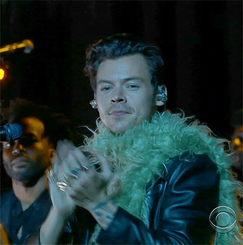 harryfilm:Harry Styles watching Billie Eilish perform at the 2021 Grammys 