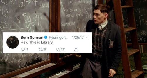 textsfromtheshatterdome: hermann gottlieb/newmann + burn gorman’s weird tweets