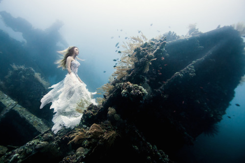 bobbycaputo:  Stunning Underwater Shipwreck Portraits Taken Off the Shores of Bali Montreal-based photographer Benjamin Von Wong, who wowed us with his shockingly creative photos of a man on fire, is no stranger to epic concepts and photo shoots. His