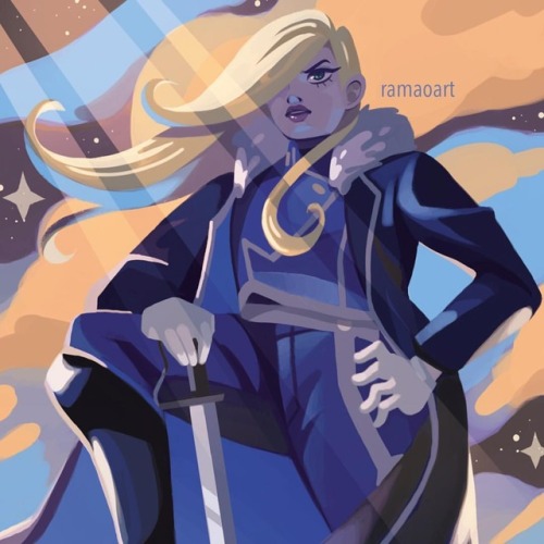 Sneak peek of another zine piece…Olivier is my Queen #fma #oliviermiraarmstrong #fullmetalalc