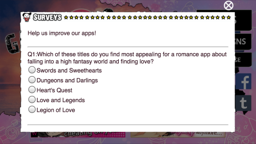 xekstrin:  Don’t forget to take the survey in the gangsters in love app!!! 