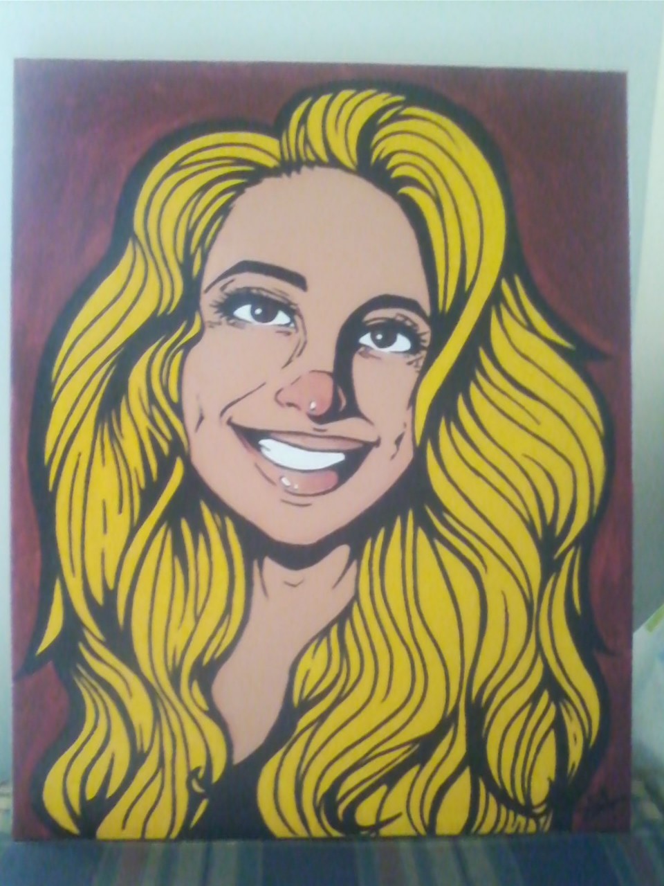 Maria - Birthday gift for muy cousin. Acrilyc &amp; black marker.