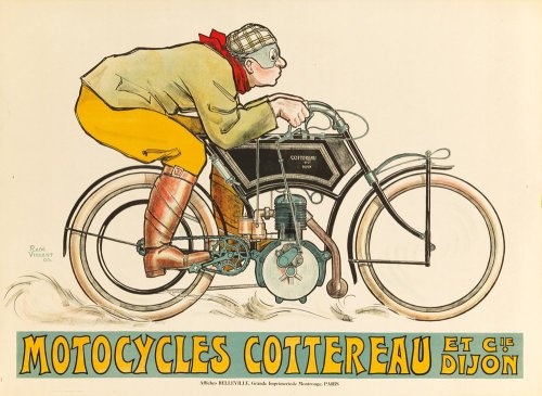 René Vincent, poster illustration Motocycles Cottereau, 1905. Motorized version of the Cottereau cyc