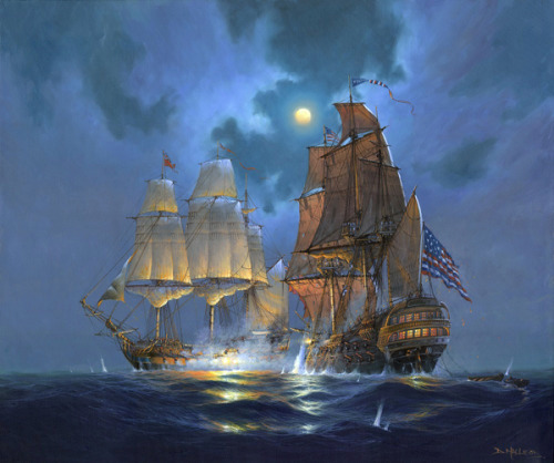 sixfrigates:“HMS Serapis & Bonhomme Richard” by Donald MacLeod