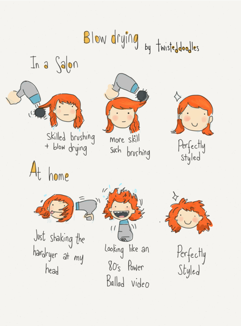 twisteddoodles:  Blow drying hair.  True story!