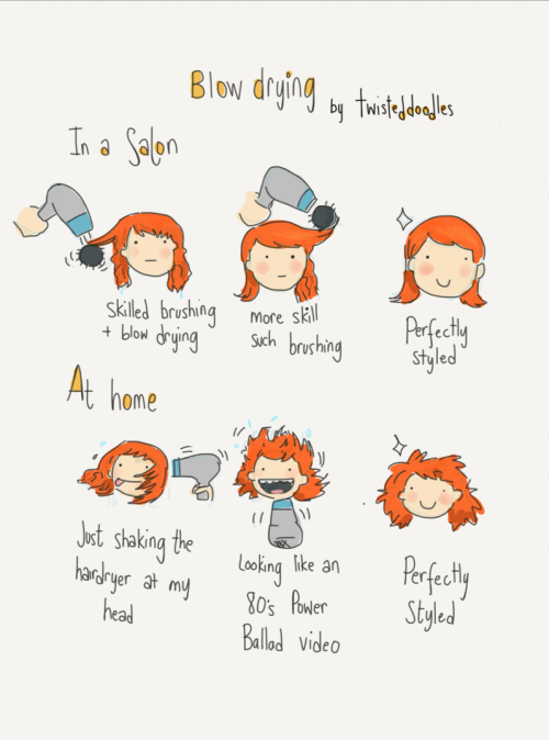 Sex twisteddoodles:  Blow drying hair.  True pictures